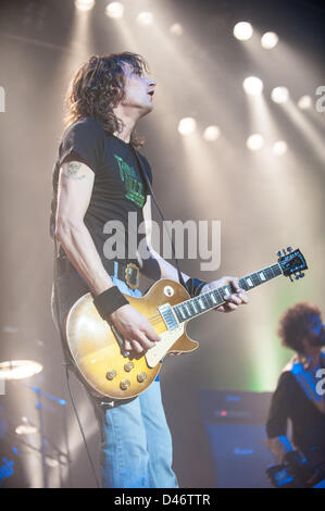 March 6 2013  Dan Hawkins, guitarist The Darkness at Wolverhampton Civic Hall Stock Photo