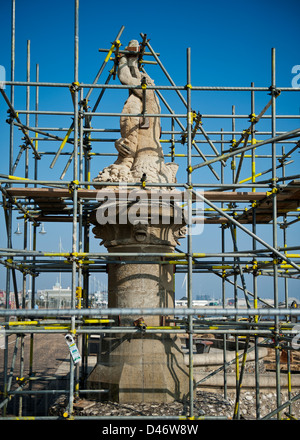 Statue under repair on Lowestoft seafront. Stock Photo