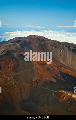 Aerial of dormant volcano in Haleakala National Park Maui Hawaii Stock