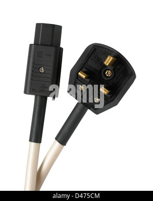 Black power cable cut out white background Stock Photo