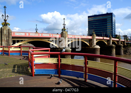 Newport Bridge crossing the River Usk, Newport, Gwent, South Wales. Stock Photo