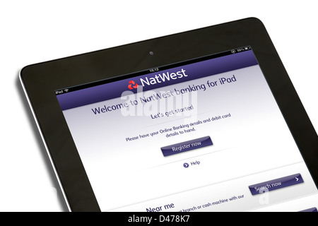 Registering for online banking with NatWest bank on an iPad 4, UK Stock Photo