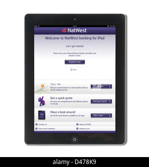 Registering for online banking with NatWest bank on an iPad 4, UK Stock Photo