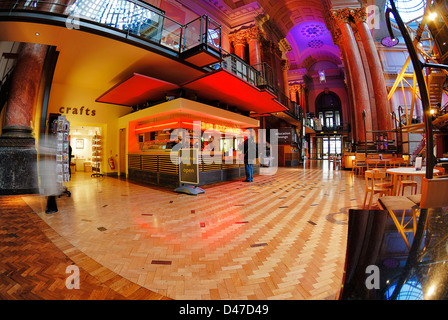 Interior of the Royal Exchange Building in Manchester showing the theatre in the centre. Stock Photo