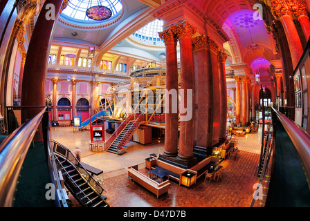 Interior of the Royal Exchange Building in Manchester showing the theatre in the centre. Stock Photo