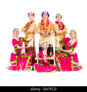 dancers dressed in Indian costumes posing Stock Photo