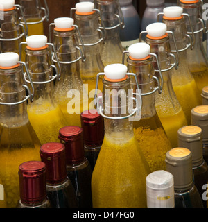 Italian Balsamic Vinegar and Oils and Bottled Fruit drinks at the International Food Festival in Wigan, Lancashire, England, UK Stock Photo