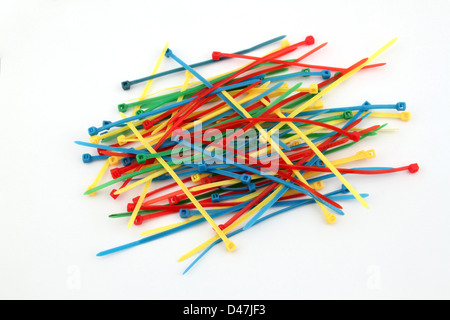 Nylock cable ties on a white background. Stock Photo