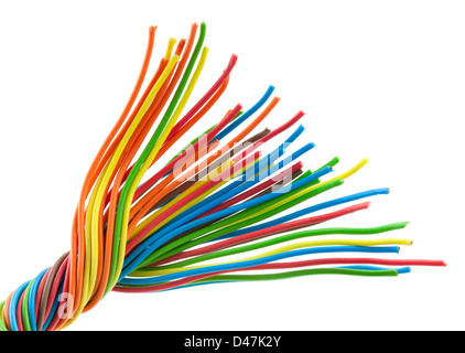 Bunch of different colors wires. Isolated on white. Stock Photo