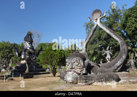 Buddha Park, also known as Xieng Khuan, is a park full of bizarre and eccentric statues near Vientiane, Laos, SE Asia Stock Photo