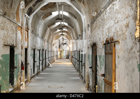 Prison cellblock, empty and old, Eastern State Penitentiary, Philadelphia, PA, USA. Stock Photo