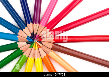 Differnt colored pencils in a formation. Stock Photo