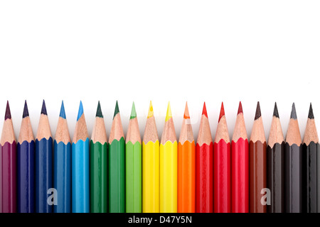 Differnt colored pencils in a formation. Stock Photo