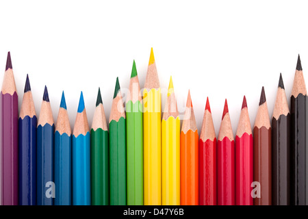 Differnt colored pencils in a formation. Stock Photo