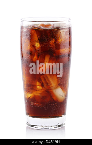 iced soda in glass on white background. Stock Photo