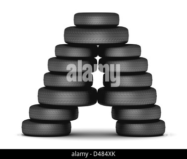 Letter A from stacked tire Stock Photo