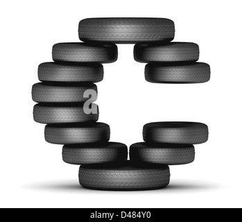 Letter C from stacked tire Stock Photo