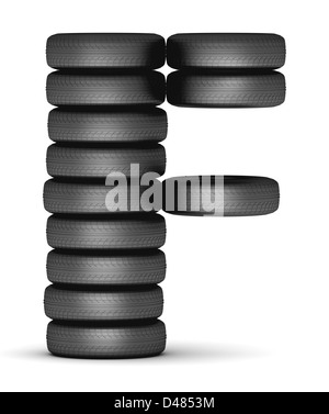 Letter F from stacked tire Stock Photo