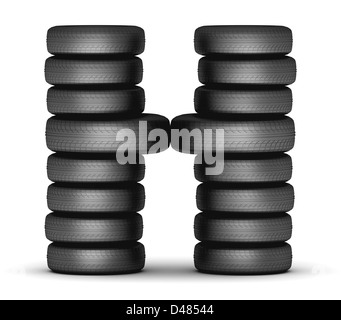 Letter H from stacked tire Stock Photo