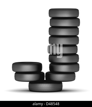 Letter J from stacked tire Stock Photo