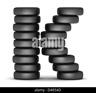 Letter K from stacked tire Stock Photo