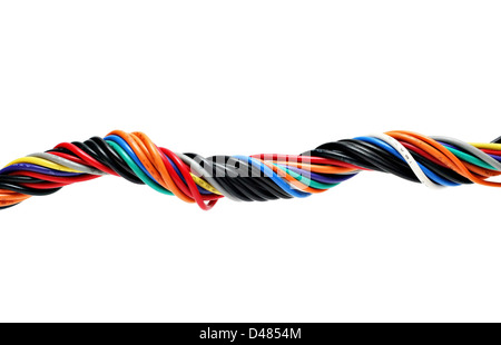 Multicolored computer cable isolated on white Stock Photo