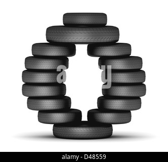 Letter O from stacked tire Stock Photo