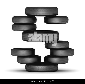 Letter S from stacked tire Stock Photo