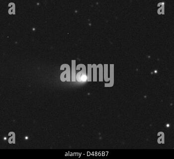 HANDOUT - A photo showing the Comet 2011 L4 (Pan-STARRS) observed on 2012 August 9 by British astronomers Apostolos Christou and David Asher (Armagh Observatory, Northern Ireland) and student James Hadnett (Royal School Armagh) at Siding Spring, Australia in collaboration with the Faulkes Telescope Project. The images were obtained using the Faulkes Telescope South, operated by Las Cumbres Observatory Global Telescope Network. Earth will get buzzed by two comets in 2013, the first, Pan-STARRS, will appear at its brightest between March 8 to 13.  PHOTO/LAS CUMBRES OBSERVATORY Stock Photo