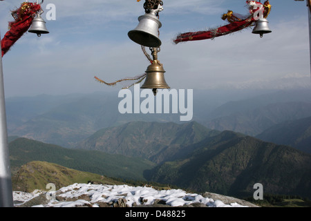 The peak of Chandrashila, the lowest Himalayan peak that is named (4100m), in the heart of the Garhwal mountains. Stock Photo