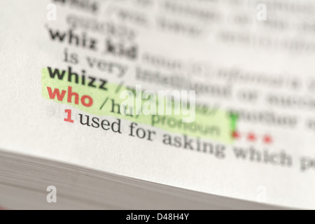 Who Def Who definition highlighted Stock Photo - Alamy