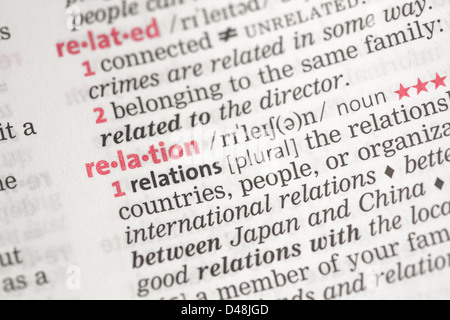 Relation definition Stock Photo