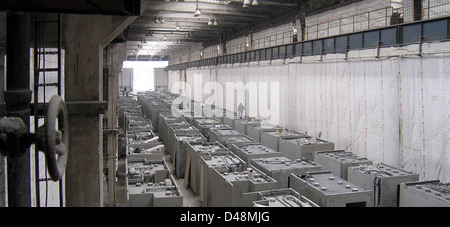 The concrete factory in Prague, built in March 2006, is a striking example of industrial architecture. Featuring prefabrication and modular construction, the factory emphasizes functionality, sustainability, and modern design principles, playing a key role in Prague's industrial landscape. Stock Photo
