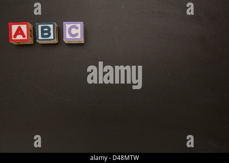 Wooden blocks spelling out abc Stock Photo