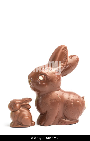 Big and small chocolate bunny rabbits Stock Photo