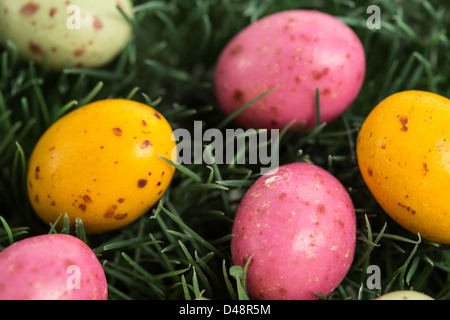 Many little easter eggs in the grass Stock Photo
