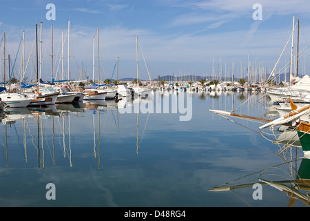 Sailing yachts in Alghero Marina, Sardinia, Italy Stock Photo