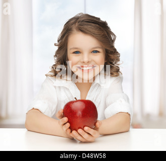 girl with red apple Stock Photo