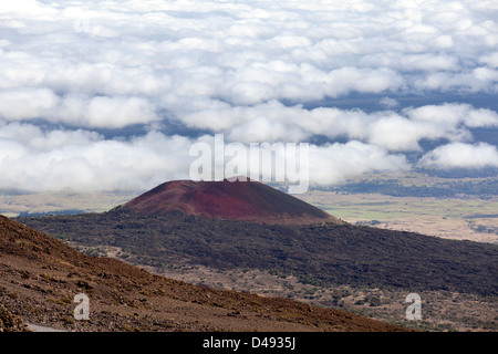 View of a old volcano crater seen from Mauna Kea, Big island, Hawaii, USA. Stock Photo
