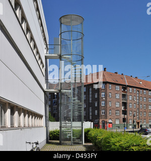 arne jacobsen, fire escape stairs, NOVO, copenhagen 1954-1955 Stock Photo