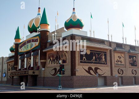 The 'World's Only Corn Palace' in Mitchell, South Dakota, USA. The theme and design are changed each year. Stock Photo