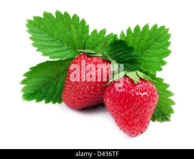 Fresh red strawberries isolated on white Stock Photo