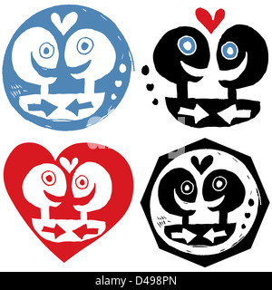 abstract hand drawn icons, love doodles Stock Photo