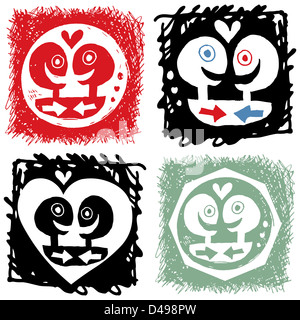 abstract hand drawn icons, love doodles Stock Photo