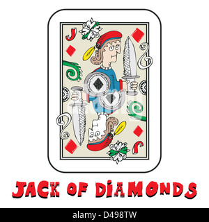 hand drawn deck of cards, doodle jack of diamonds Stock Photo