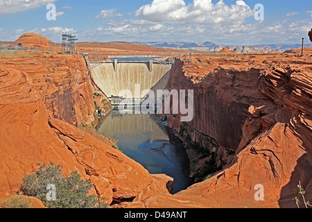 Glen Canyon Dam on lake Powell at Page, Arizona, United States Stock Photo