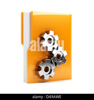 3d illustration of folder with gears. Isolated on white background Stock Photo