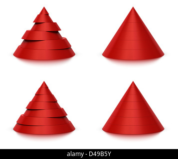 Spliced Pyramid Shape Sliced pyramid chart. 3d illustration isolated on white background ...