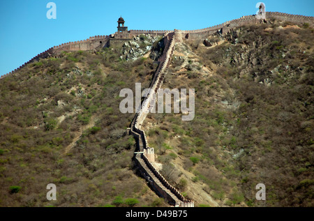 stunning wall around Amber fort Stock Photo