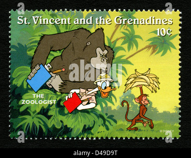 St Vincent Grenadines postage stamp depicting Disney cartoon characters Stock Photo